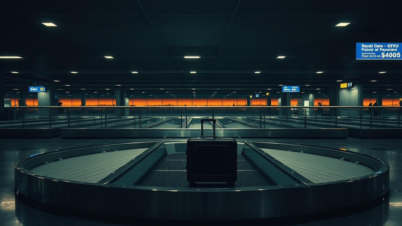 Empty baggage carousel after a flight